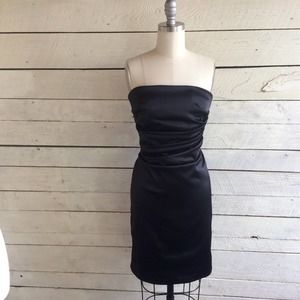 Black strapless stretch cocktail dress